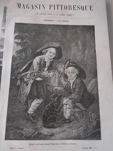 Gravure 1887  Enfants de la famille Choiseul-Daillecourt d'après Drouais - Imagen 1 de 1