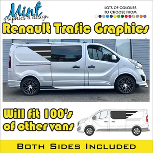 SWB RENAULT TRAFIC cámper a rayas laterales autocaravana calcomanías pegatinas furgoneta gráficos 035 - Imagen 1 de 4
