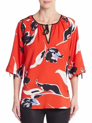 Nuevo con etiquetas Blusa Pullover Yumi Kim Top PEQUEÑA Roja Salpicadura de Tulipán Ojo de Cerradura $158 Foto 1 de 4