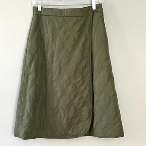 Uniqlo Wickelrock gesteppt winddicht warm gefüttert Gr. L grün wattiert Lagenlook - Bild 1 von 8