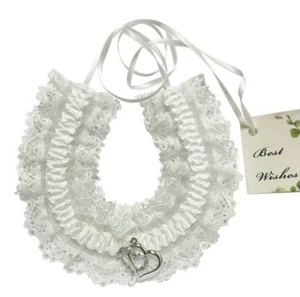 Love Heart White Lace Wedding Charm Horseshoe Horse Shoe Bridal Lucky silver - Picture 1 of 2