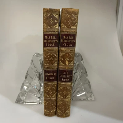 Antique 1840's Charles Dickens Books Master Humphrey's Clock Leather Set. - Image 1 of 4