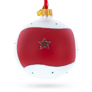 Flag of Morocco Glass Ball Ornament 3.25 Inches - Picture 1 of 5