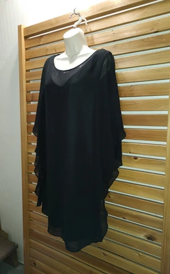 Black Chiffon Overlay Party Dress Connected Apparel Size 12 DRESS Cocktail - Image 1 of 4