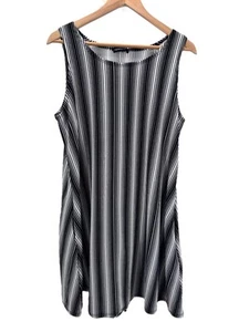 Vestido Hemish EE. UU. 2X Negro Blanco Rayas Estampado Abstracto Mod Geométrico Minimalista - Imagen 1 de 6