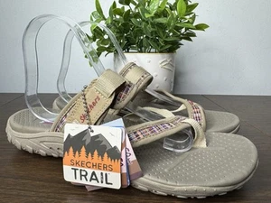 Skechers New Sandals Slides Reggae Trail Outdoor Hiking Brown Sz 9 Toe Thong - Picture 1 of 14