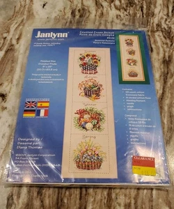 Vintage Janlynn Seasonal Baskets Counted Cross Stitch Kit #15-212 8" x 25" - Picture 1 of 4