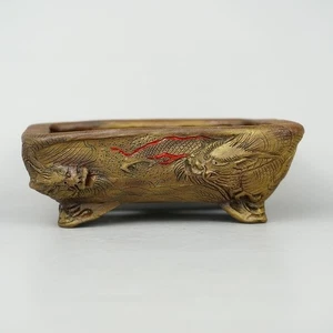 Rectangular Pot 12.5cm, Tani Arashiyama, Relief Dragon Design, Bonsai Pot, Japan - Picture 1 of 6