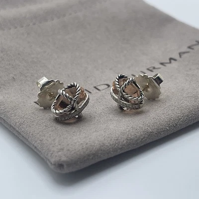 Aretes David Yurman de plata de ley de 10 mm morganita con cable envolvente Foto 1 de 4