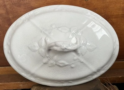 Antique English White Ironstone POTOMAC SHAPE Vegetable Tureen Lid BLACKBERRY - Image 1 of 4