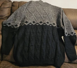 Maglione vintage GSL uomo misto lana collo alto maglia cavo pesante XL NERO nuovo con etichette - Foto 1 di 19