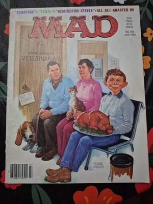 #248 MAD MAGAZINE JULY 1984 - ALFRED IN VET WAITING ROOM HOLDING PIG COVER - Image 1 of 4
