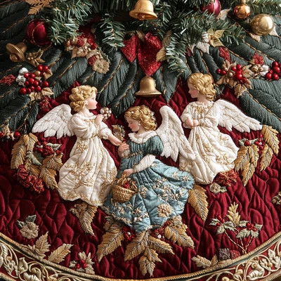 Ornaments of Heaven Christmas Quilted Tree Skirt - Image 1 of 4