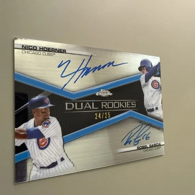 2020 Topps Chrome Dual Rookies Auto NICO HOERNER & ROBEL GARCIA  #24/25 Cubs - Image 1 of 4