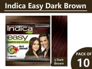 10x Pcs Indica Easy10 Minutes Herbal Hair Color Shampoo Base Dark Brown Herbs++ - Picture 1 of 4