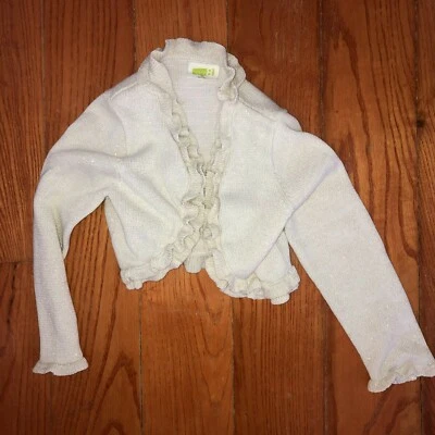 CRAZY 8: Suéter corto blanco con bordado dorado para niñas, talla 3T Foto 1 de 2