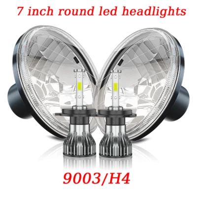 Fit Dodge W100 W200 W300 Pickup Pair 7 inch Round LED Headlight Kit Hi/Low Beam - Image 1 of 4