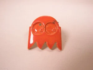 Orange Pacman Ghost Vintage CERAMIC Tie Tack Lapel/Hat Pin video games - Picture 1 of 6