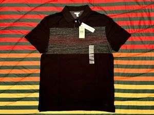 NOS NWT Calvin Klein Jeans Polo Golf Shirt Black/Red/Gray Stripes Mens XS SOFT - Picture 1 of 5