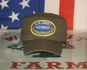 US Army Retired Olive Drab Patrol Cadet Flat Top Military Emblematic Hat/Cap - Picture 1 of 2