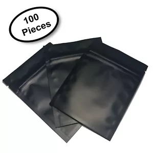 100 Premium 3x4" Matte Black Small Double-Sided Mylar Foil Zip Storage Bags - Picture 1 of 10