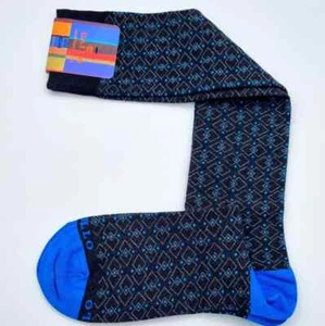 Calze Lunghe Gallo Micro Fantasia Turchese Cotone fondo Lavagna Tg. Unica 40-45 - Imagen 1 de 2