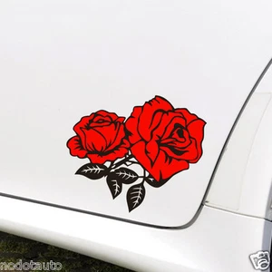 Calcomanía de vinilo trasero rasguño floral rojo rosa 8"" motocicleta CG238 2 un. - Imagen 1 de 3