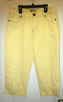 Faded Glory Yellow Capri Pant with tan taupe stitching  Size 10 Inseam  21" - Image 1 of 4