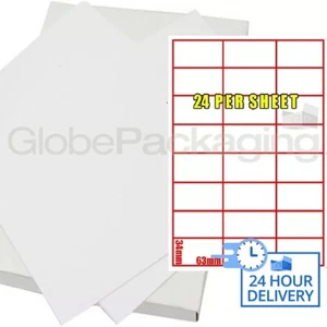 2000 FOGLI ETICHETTE STAMPANTE - 24 PER FOGLIO - 63x34mm - Foto 1 di 5