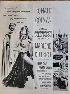 1944 Kismet Move Marlene Dietrich Ronald Colman estrellas anuncio de colección - Imagen 1 de 1