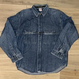 Vintage Medium Marithe Girbaud Francois Mens Denim Blue Jean Long sleeve Shirt - Picture 1 of 8