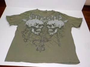 Y2K MMA Elite Skull Short Sleeve Green Shirt Mens 2Xl Faded (0537) - Picture 1 of 8
