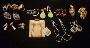 12 Costume Earrings Post. Dangle. Clip on. Silver Tone & Gold Tone Dressy Casual - Picture 1 of 20