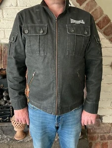LONDSDALE MENS BOYS DENIM COTTON GRAPHITE GREY ZIPPED JACKET SIZE SMALL - Picture 1 of 10