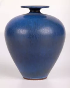 Berndt Friberg Gustavsberg Miniature Blue Haresfur Studio Pottery Vase - Picture 1 of 16