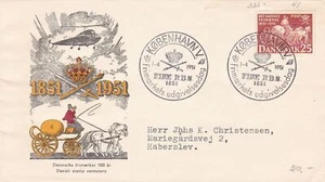 Denmark 1951 Illustrated Danish Stamp Centenary Cancels & Stamp Cover Ref 45685 - Picture 1 of 2