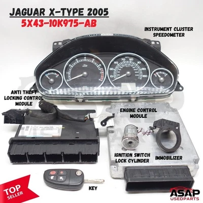 🐔 KIT MÓDULO CONTROL MOTOR ECU ECM 3.0L JAGUAR X-TYPE 2005 5X43-10K975-AB 🐔 Foto 1 de 4