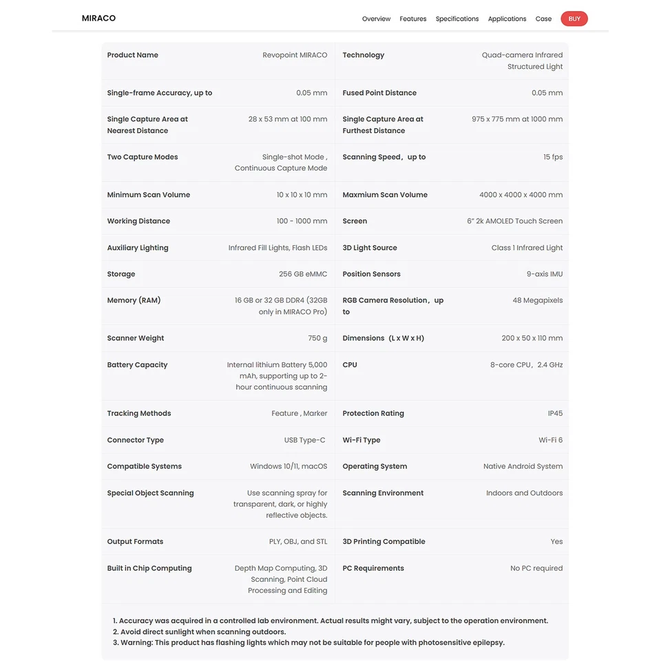 EU Revopoint MIRACO 3D Scanner For 3D Printing Wireless Handheld 3D Model - Image 1 of 4