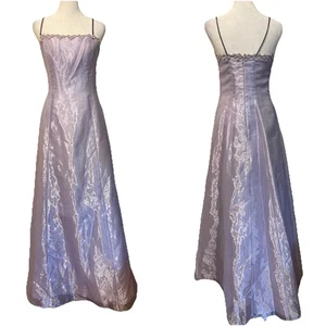 VTG 90’s Y2K Betsy Adam Lavender Fairy Prom Jeweled Spaghetti Strap Gown 10 - Picture 1 of 10