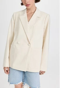 Good American Size 3/Large Bone Ivory The Boss Blazer Double Breasted Stretch - Picture 1 of 12