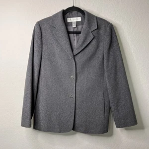 Valerie Stevens Petite 90s/Y2K Wool Cashmere Gray Blazer 3 Button Size 14P - Picture 1 of 12