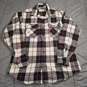 Camisa De Franela Prentiss De Colección Para Hombre Grande Roja Pesada Negra A Cuadros Hecha en EE. UU. Años 90 - Imagen 1 de 12