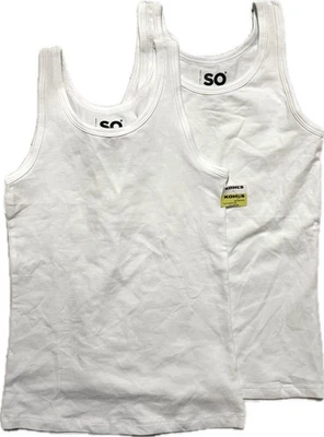 NUEVO Conjunto de 2 camisetas sin mangas blancas cuello alto súper suaves elásticas sin paquete SO talla 8 para niñas Foto 1 de 4