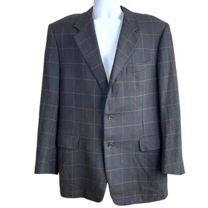 Vintage Canali Cashmere Wool Blazer Brown Windowpane Size Italian 54R US 44R - Picture 1 of 9