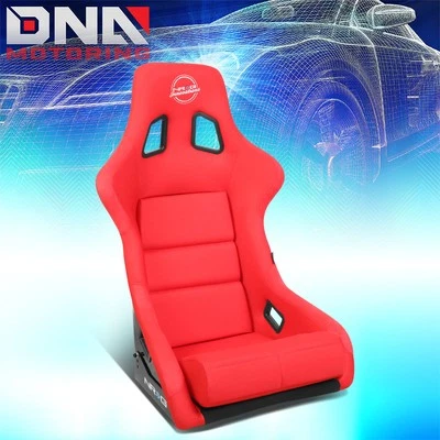 NRG Red Vegan Micro Fiber Fixed Back Bucket Racing Seat w/ Bracket FRP-304RD-NRG - Image 1 of 4