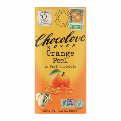 Темный шоколадный батончик Chocolove с апельсиновой коркой 55% какао 3,2 унции без ГМО - Изображение 1 из 4