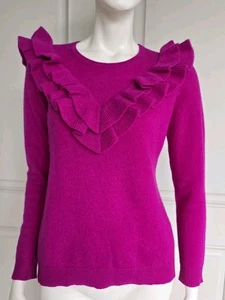 Charter Club Luxus 100% Kaschmir Rüschen Pullover Fucsia Gr. S Neu mit Etikett - Bild 1 von 10