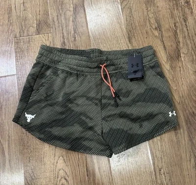 Under Armour Project Rock Fleece Print Women Shorts Baroque Green Size XS (O) - Image 1 of 3