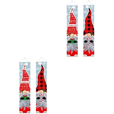  2 Paar Weihnachts-Türvorhänge, weihnachtliche Veranda-Schilder-Türpaare - Bild 1 von 4