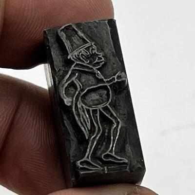 VINTAGE PRINTING LETTERPRESS PRINTERS BLOCK CUT Shriner Hat Man Long Tail Coat - Image 1 of 3